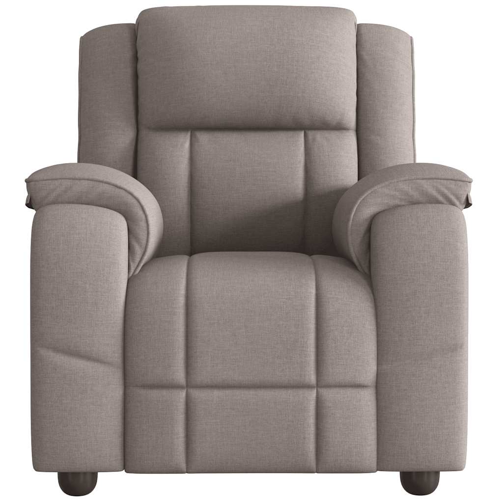 Reclining Massage Armchair, Taupe, Fabric Upholstered