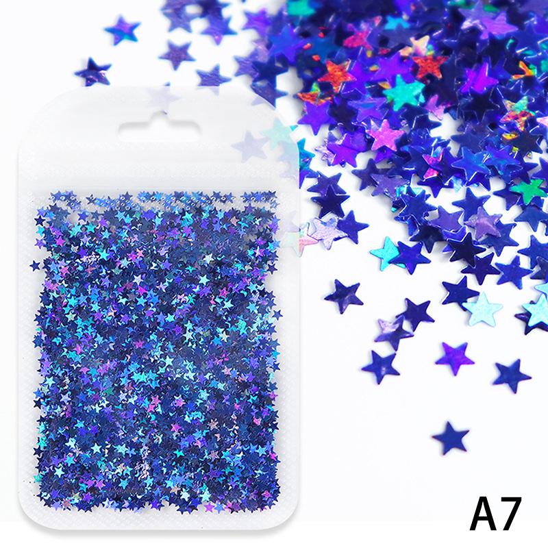 3mm Star Shaped Holographic Nail Glitter Mix Laser Nail Charm Colourful Bling Decoration Accessories for Nail Art