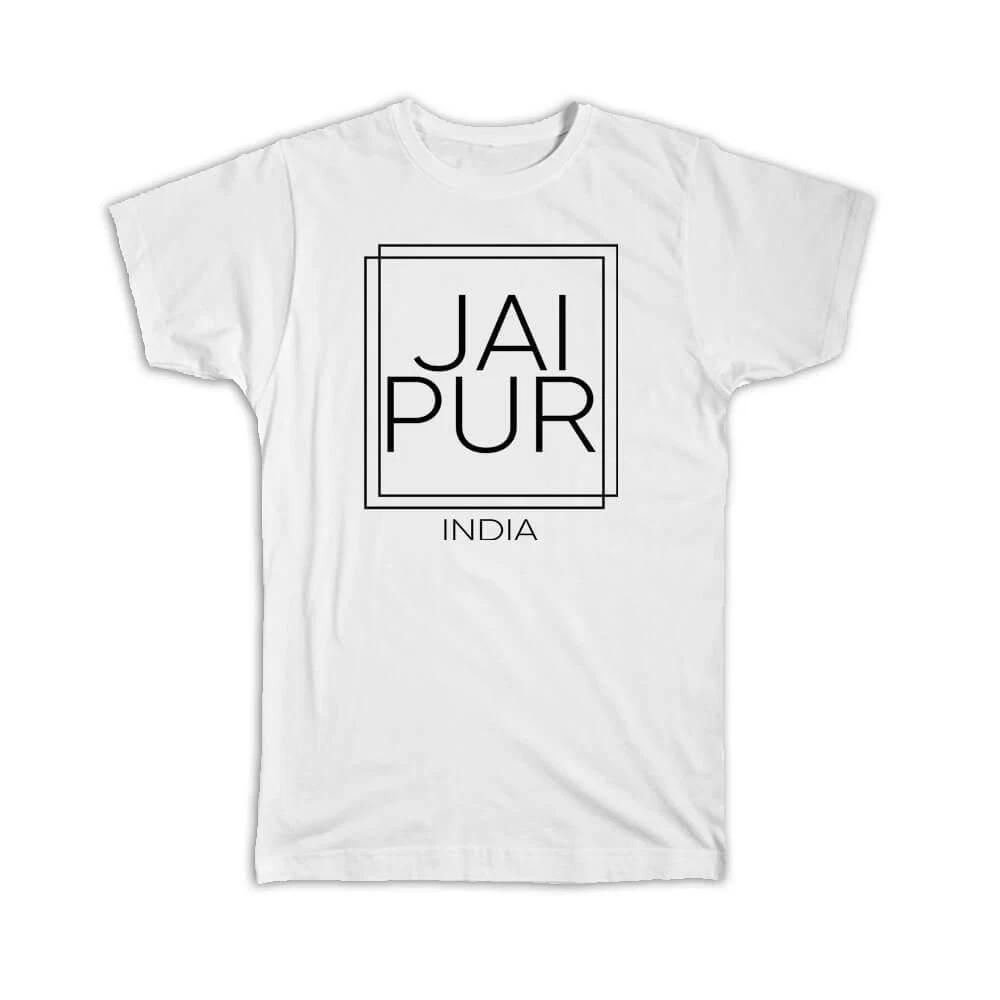Gift T-Shirt : JAIPUR India Square Modern Minimalist Font S