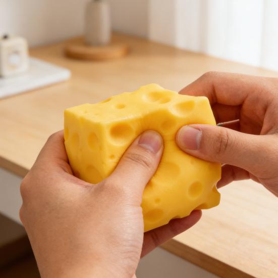 Gelber Käse Quetschspielzeug Weiches Langsam Aufgehendes Fidget Spielzeug zur Stressbewältigung Neuheit