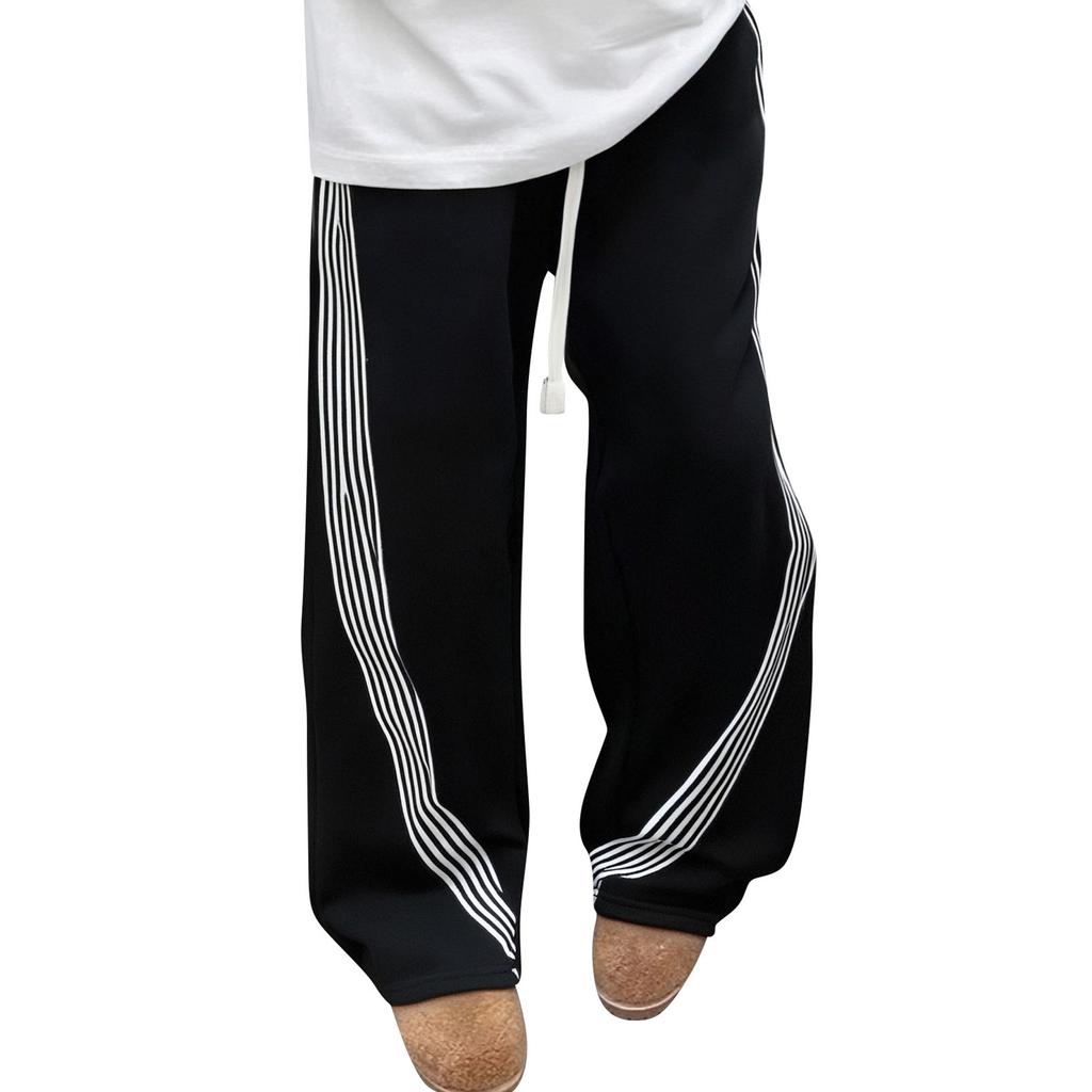 Loose Fit Sweatpants with Drawstring Waist and Side Stripe for Men and Women Casual Sportswear Trousers