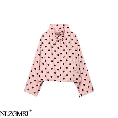 2026 Spring European & American Style Pink Polka Dot Long-Sleeved Jacket 
