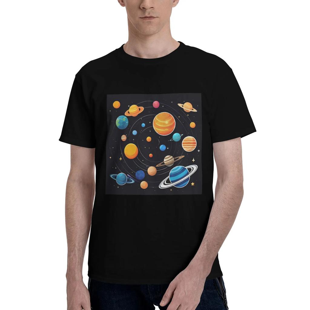 Solar System Space Planets Universe Men TShirt Plus Size T Shirts Mens ONeck Cotton Tees Short Summer Male