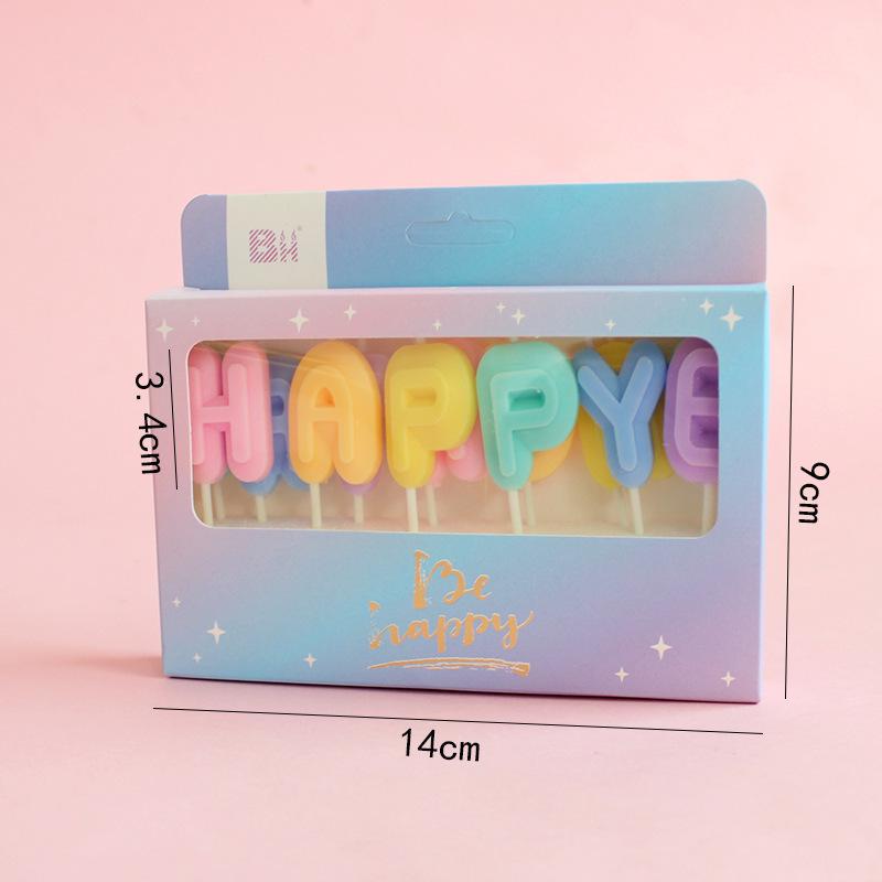 Xiaohongshu Macaron Cartoon Birthday Cake Candles - Candy Color Decoration Set