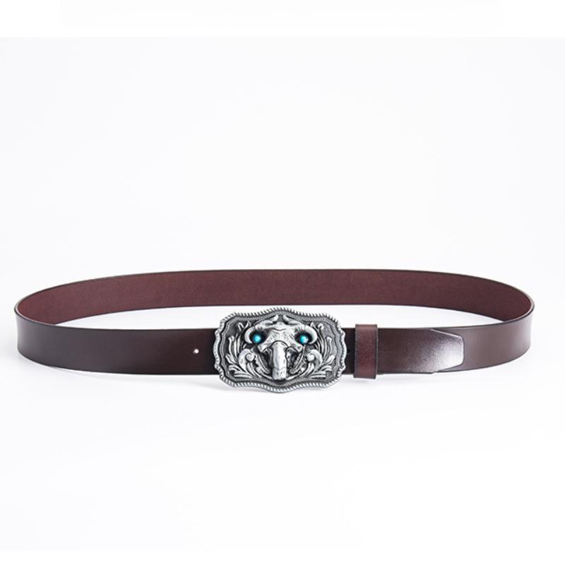 Sheep Totem Personality Ethnic Style Belt Fashion Whole Cowhide Retro Belt Ghost Knights Jeans Belt
