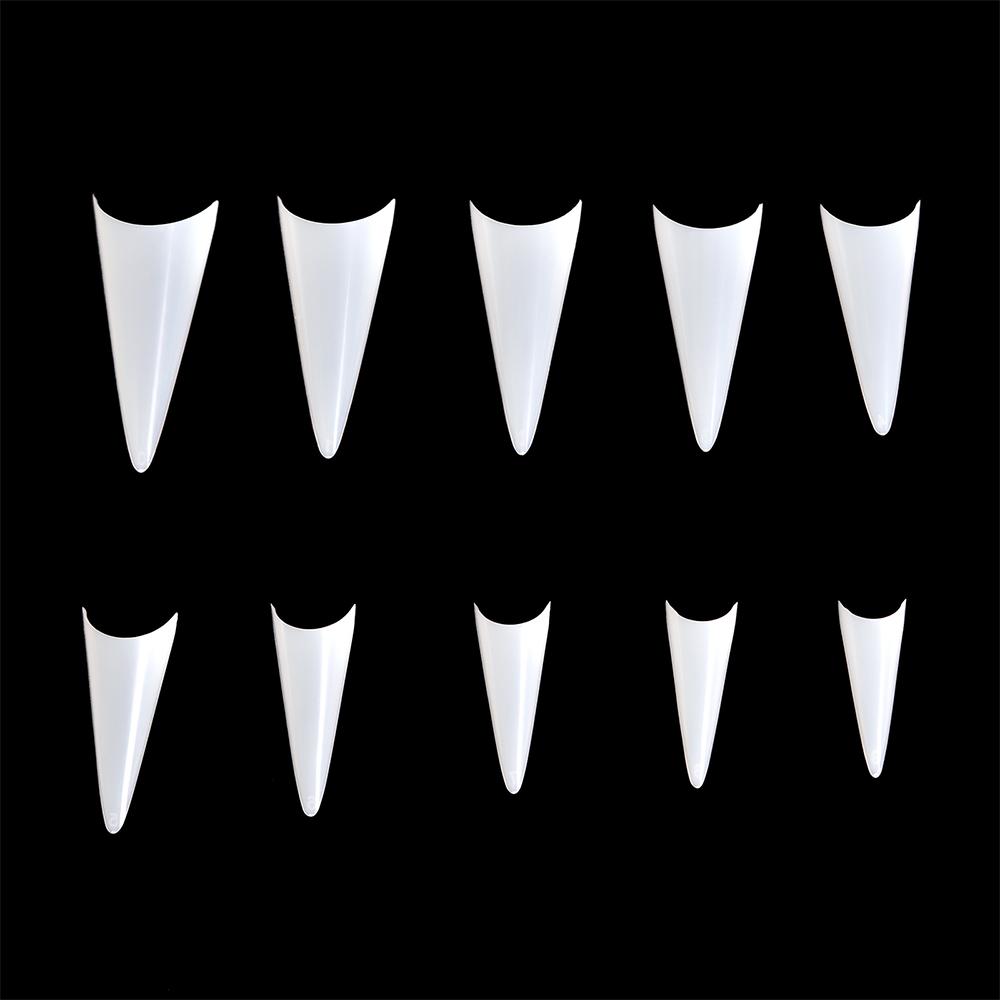kads Špičaté poloviční krycí špičky na nehty Nail Art White Nature Clear 500ks 10 velikostí Nástroje na prodloužení manikúry na falešné nehty