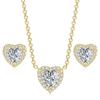 Heart Jewelry Sets for Women Crystal Necklace Earrings Korean Style Gold Color Fashion Cute Moissanite Wedding Accessories S551