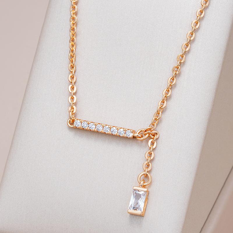 Luxury Square Natural Zircon Pendant Necklace For Women Trendy  Rose Gold Color High Quality Daily Fine Jewelry