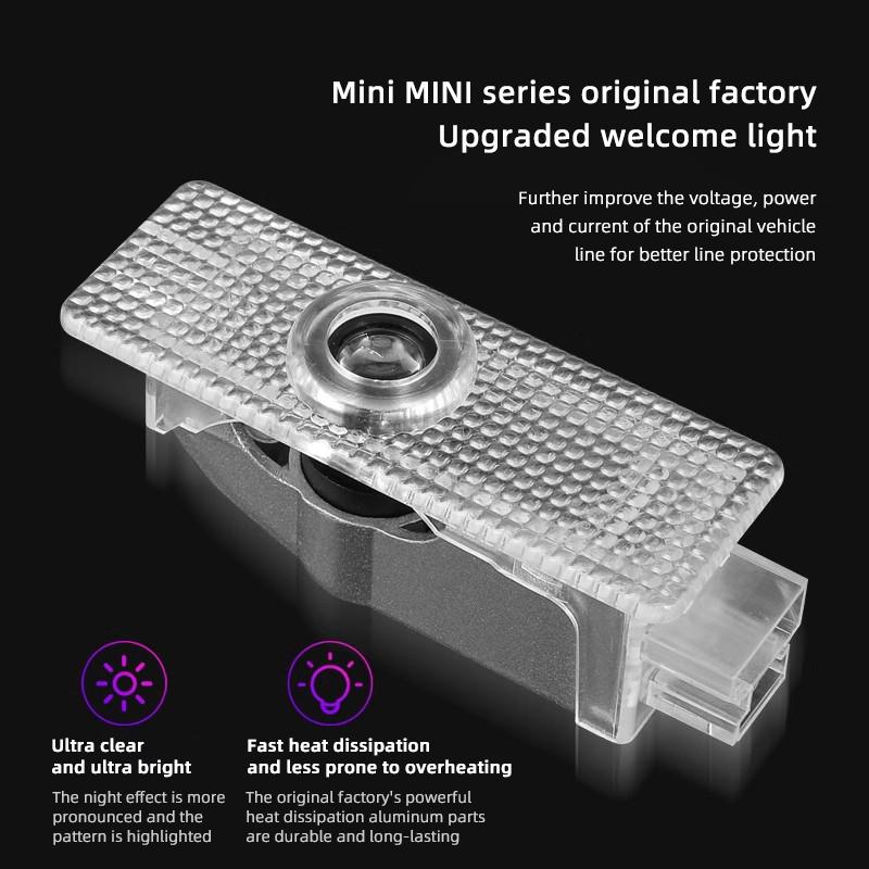 2Pcs Car Door LED Welcome Light Projector Accessories For MINI JCW Cabrio Cooper Countryman Aceman Clubman Coupe Roadste Hub Cap