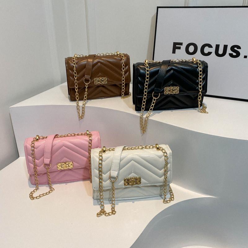 Stylish Solid Color Chain Bag For Women Casual Fashion Spring 2024 With Quilted Design