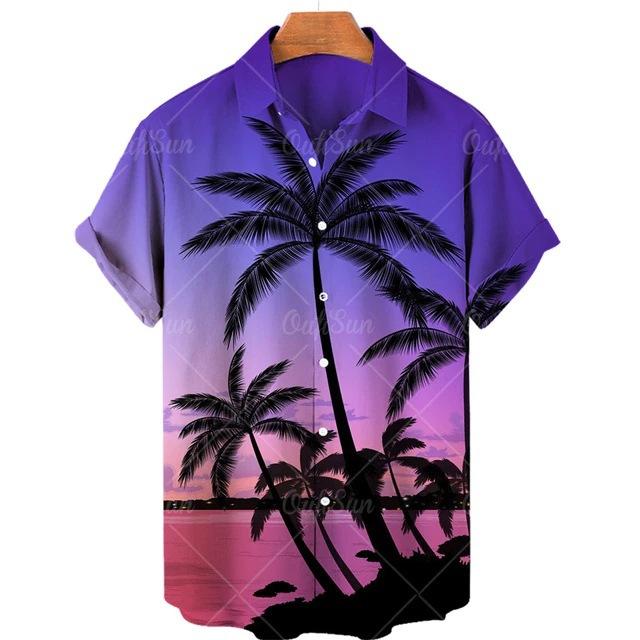 Hawaiian Tropical Print Short Sleeve Shirt, Casual Summer Beach Wear