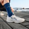 Li Ning R037 Fabric Cushioning Slip Resistant Abrasion Resistant Breathable Low top Running Shoes Men's White Blue ARSU067-3