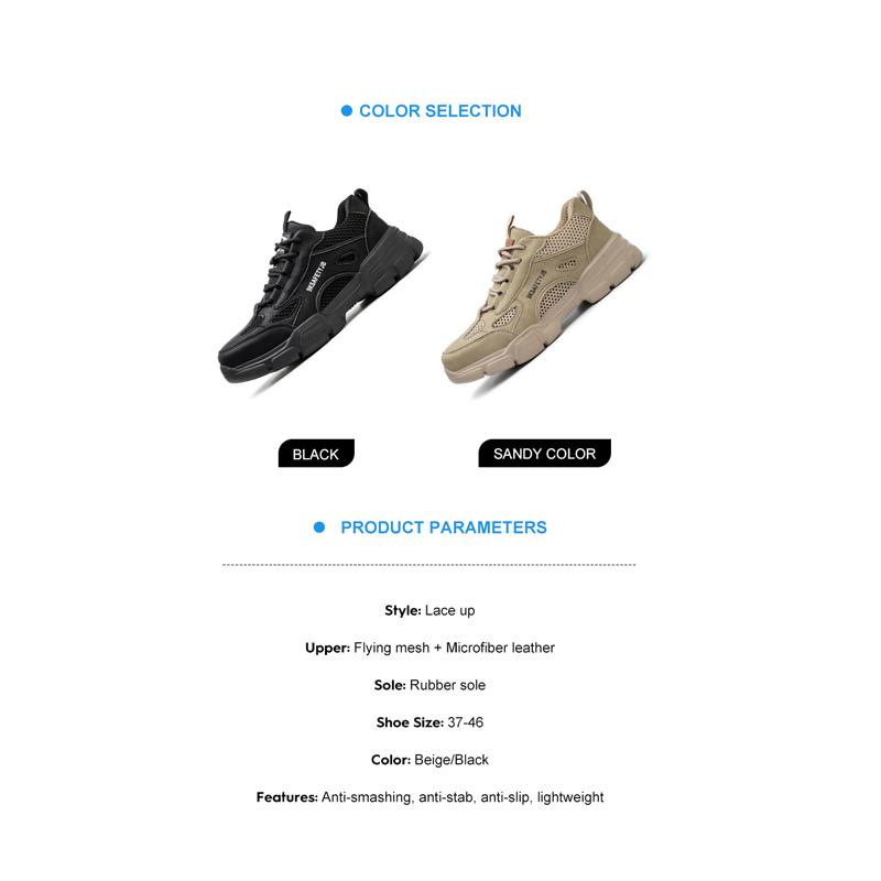 Men Summer Casual Boots Breathable All Season Safety Shoes Steel Toe Anti Puncture smash Protective Warehouse Work