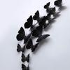 3D Black Solid Color Butterfly Wall Sticker Set - 12 Magnetic Pieces with Adhesive