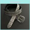Leather Belt With Western Pattern And Metal Buckle For Casual Men And Women