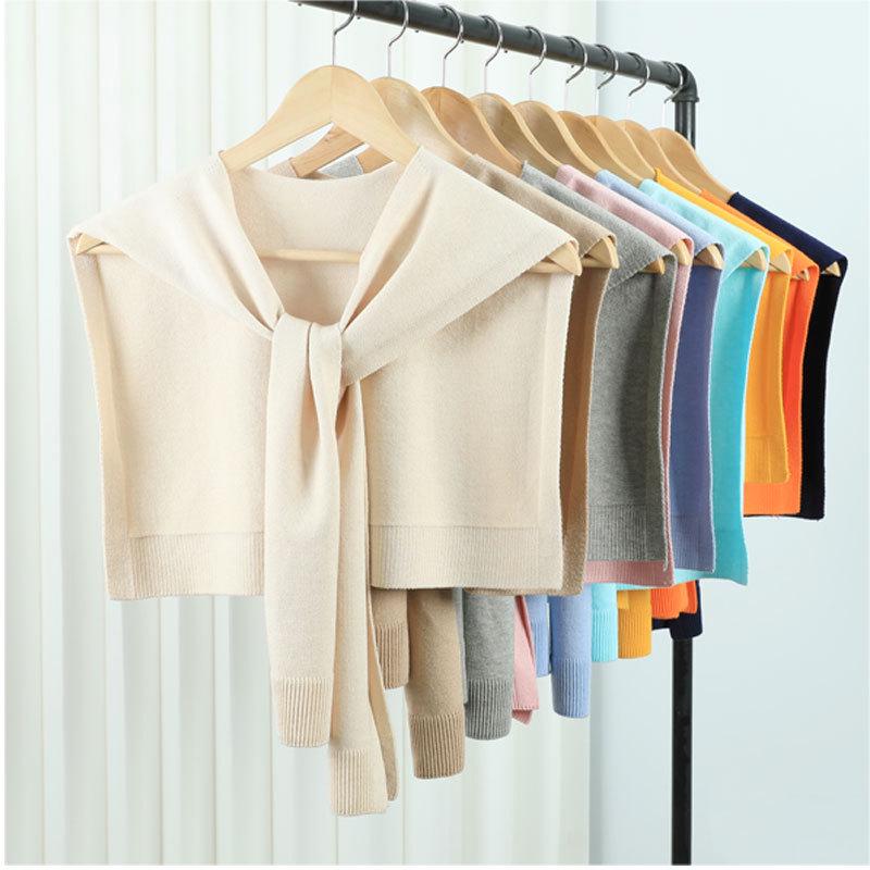 Two-Way Knitted Shawlette: Stylish Women's Spring/Autumn Wrap & Neck Protection Scarf