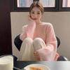Pink Loose Fit 100% Pure Wool Sweater for Women - 2025 Autumn/Winter Collection