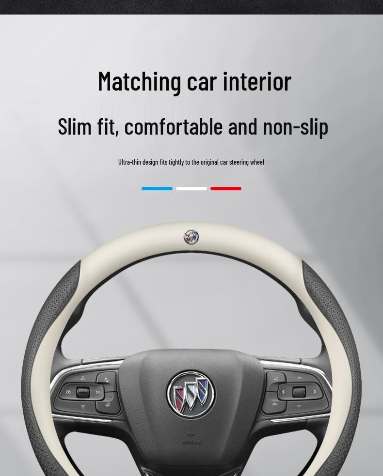 Buick Steering Wheel Cover - Genuine Leather for Envision, Regal, LaCrosse, Verano, GL6, Encore