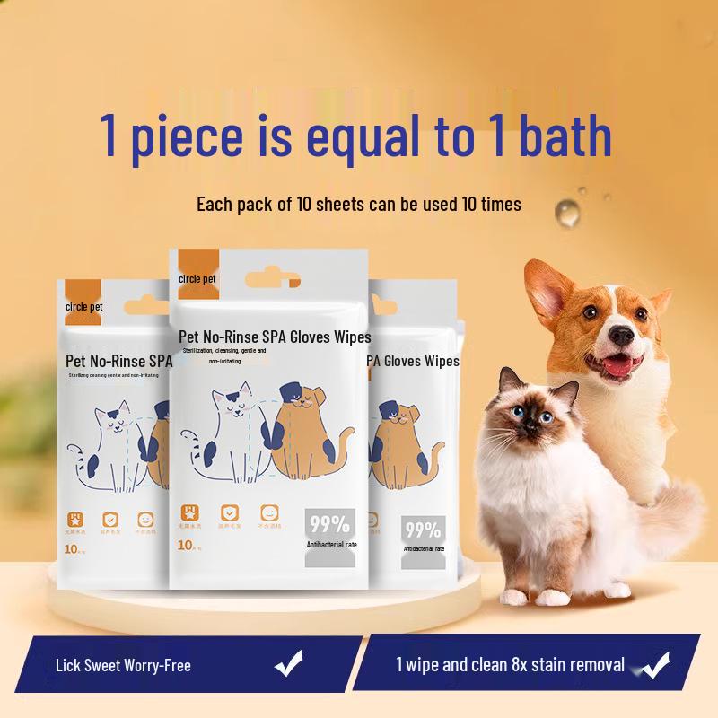 

Lickable No-Rinse Pet Cleaning Gloves for Cats & Dogs - Deodorizing Wipes