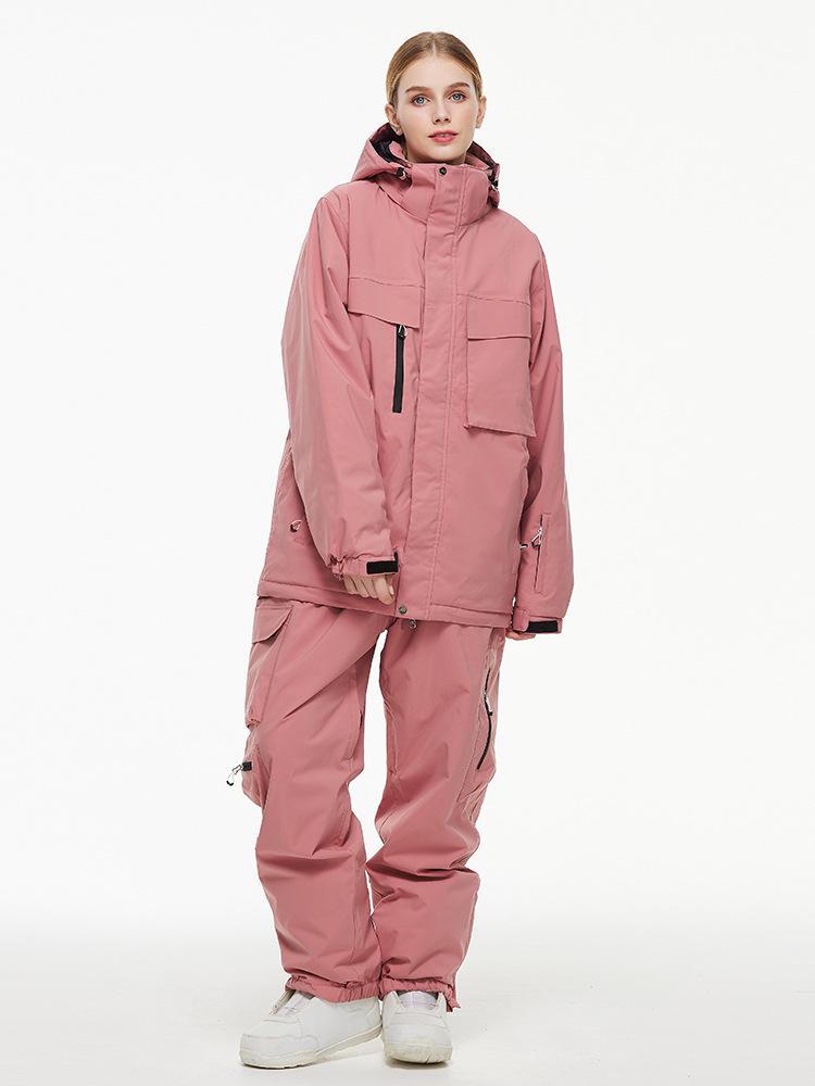 Women's and Men's Waterproof Ski Jacket and Pants Set - Winter Warmth for Single/Double Board Skiing.