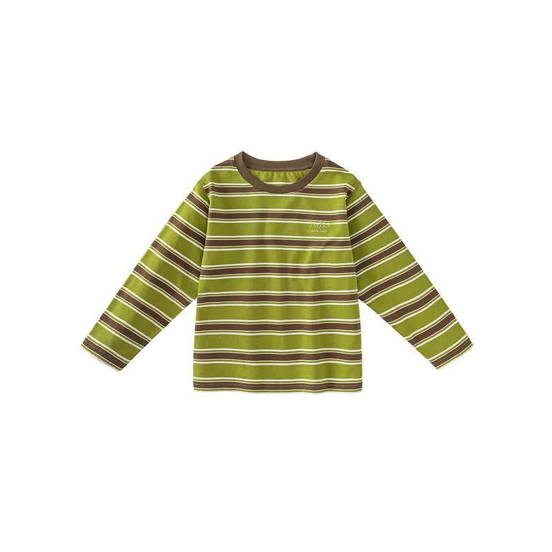 Minibala Boys' Pure Cotton Striped Color-Block Long-Sleeve T-Shirt