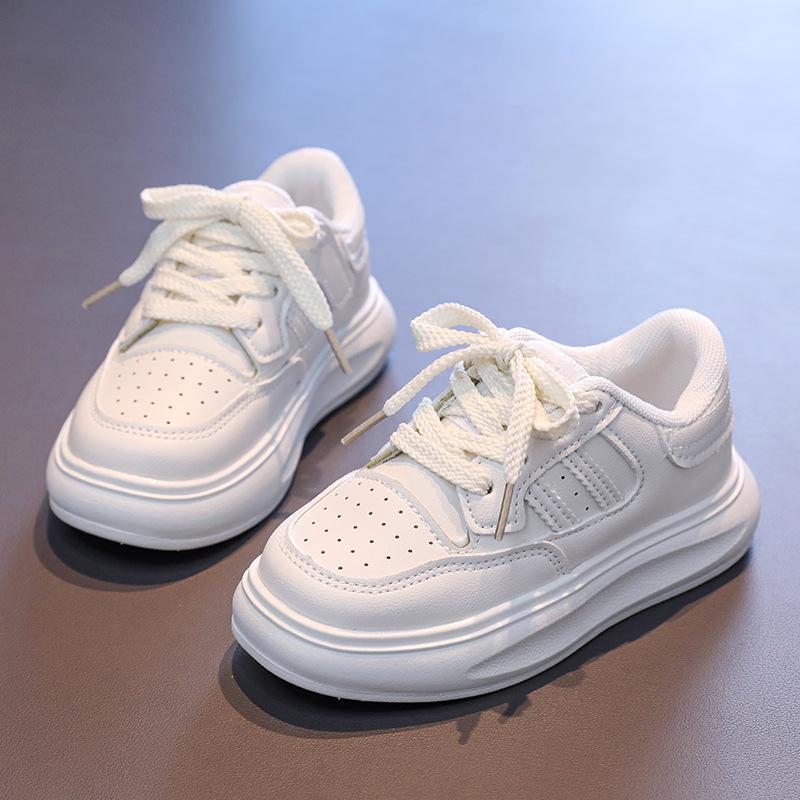 Children Sneakers Soft Sole Non-slip Students School White Shoes Comfortable 2025 New Kids Sports Shoes Casual Striped Trendy
