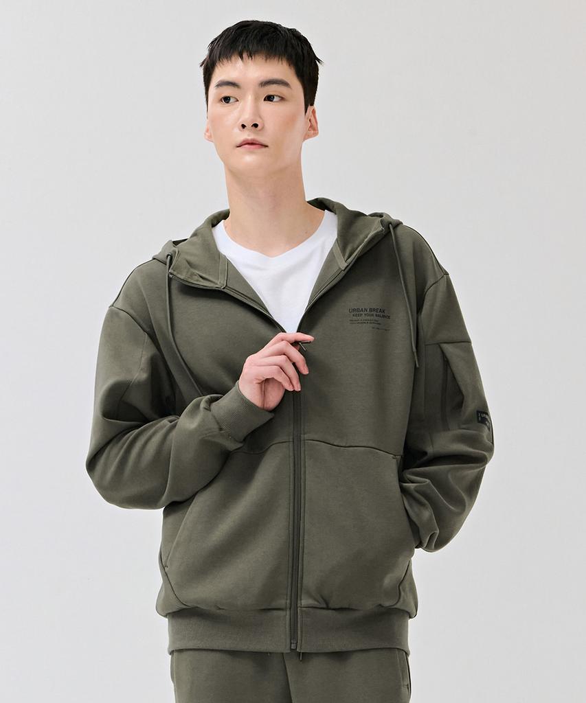 Chasecult Men'S Sleeve Pocket Zip-Up Hoodie - Khaki
