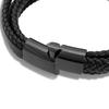 Bracelet 20cm Black Gold PU Leather Bangle Arm Jewelry Braided Wrap [SERASAR] Men's Men's