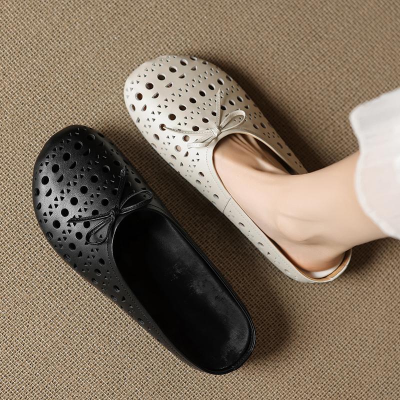 Fashion 2025 New Summer Slippers Cover Toe Fashion Hollow Out Sandals Women Shoes Flat with Ladies Shoes Mesh Mules Ladies Shoes