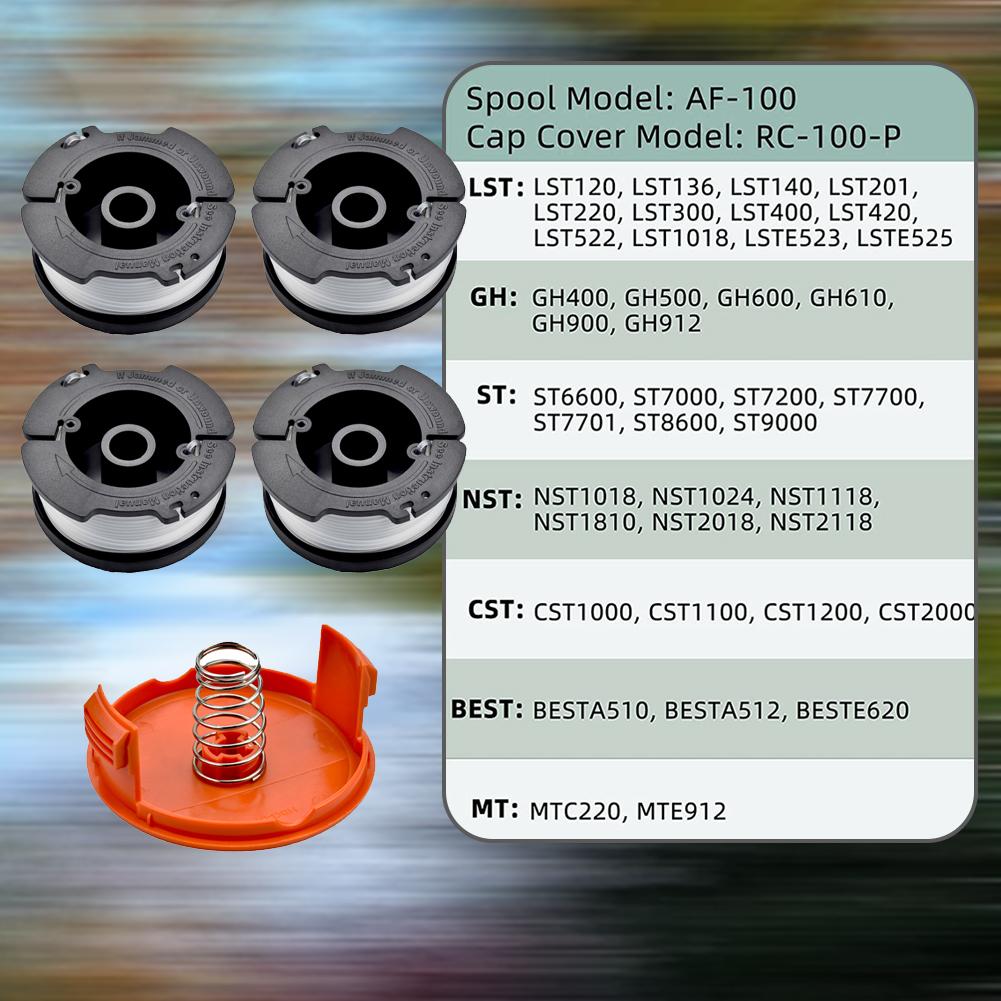 Grass Trimmer Spool For Black & Decker Grass Trimmer Cap AF100 GL280 GL301 GL425 GL430 GL545 GL555 GLC13 GLC2500 GL4525 GL5028