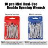 Pro 10Pcs Mini Combination Wrench Set Metric/Imperial Optional - 45# Steel Construction Dual Head Open End Design for Repair