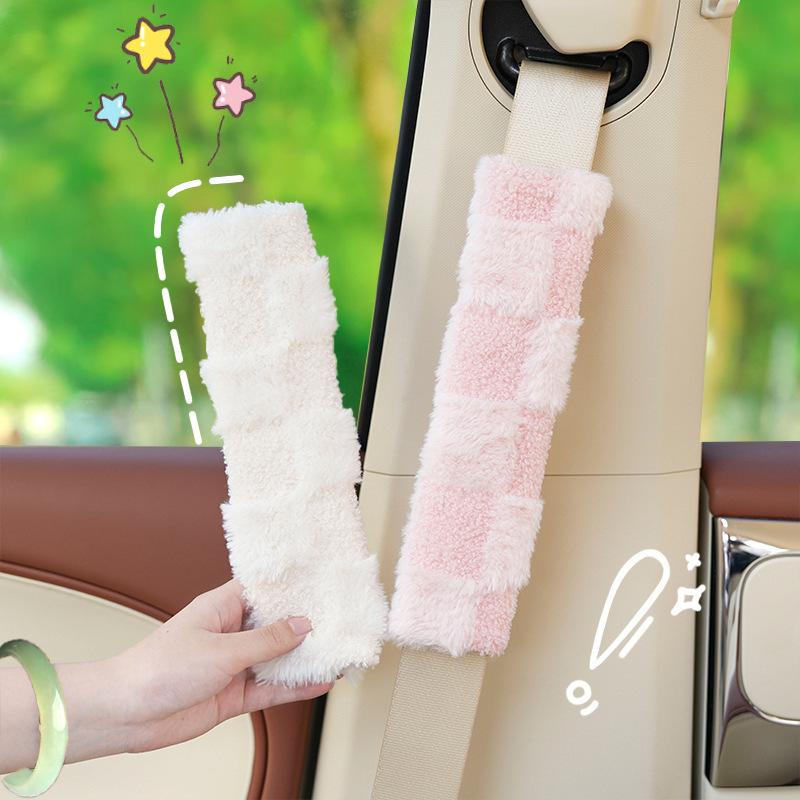 Plush Car Seatbelt Shoulder Pad - Anti-Choking Strap Cover & Creative Decoration