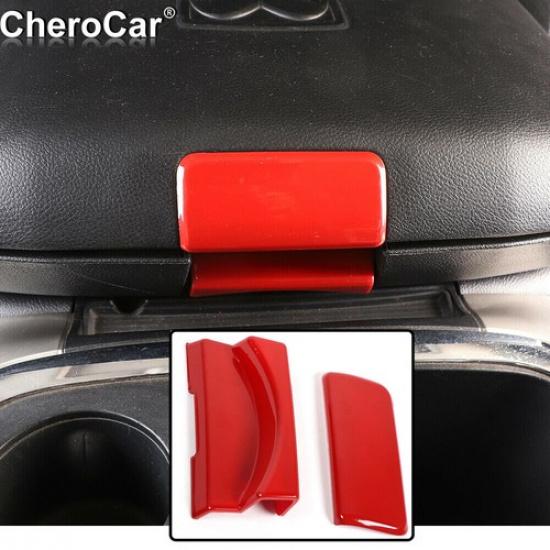 Red Console Armrest Box Switch Button Panel Cover Trim For Dodge Ram 1500 10-17