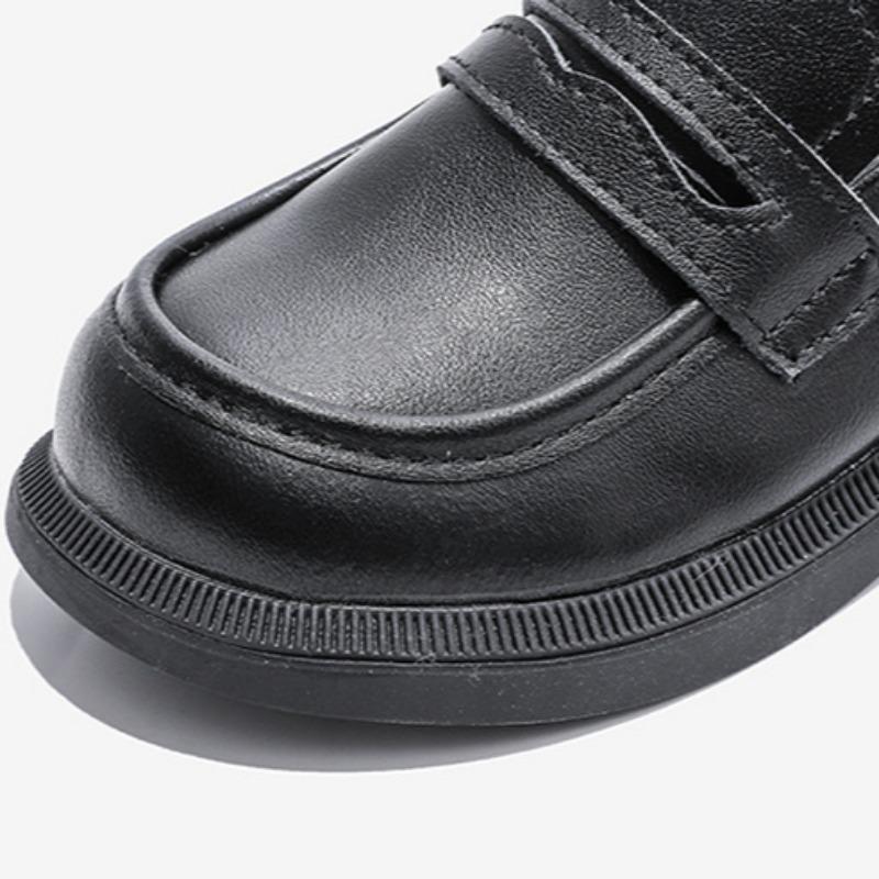 Small Leather Shoes British Style Genuine Leather Black Moccasins Soft Sole Fashionable Children's Single Shoes Baby Shoes