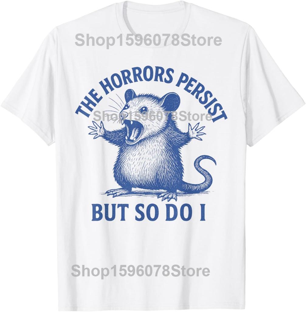 Zuerst einmal bin ich ein entzückendes wütendes Opossum Possum Wildtier T-Shirts Herren Streetwear T-Shirt Kurzarm Unisex Lockere Kleidung