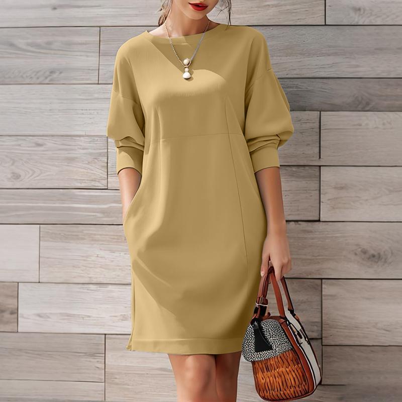 

ZANZEA Женское повседневное платье с круглым вырезом и рукавами 3/4 5XL хаки