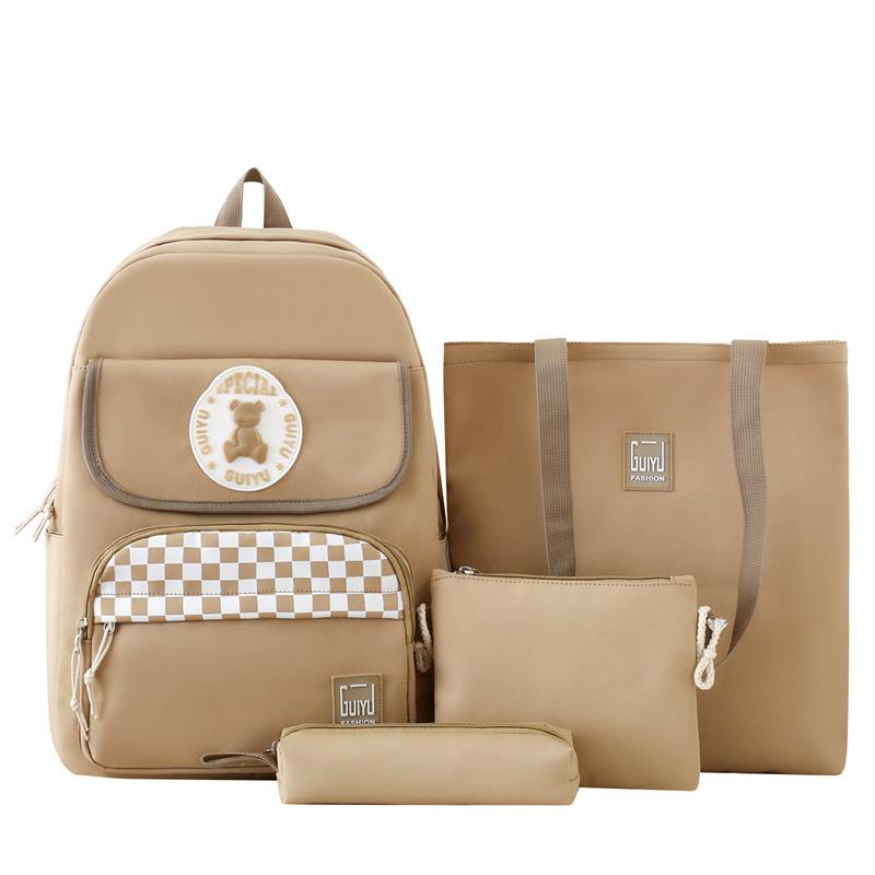 Four-Piece Backpack Set Campus Schoolbag Middle School Students' Light Large Capacity Computer Bag