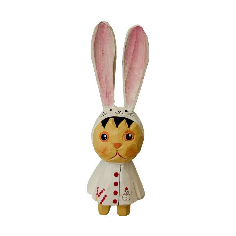 Wooden Bunny Car Stand With Long Ears For Gift And Home Office Decoration In Bright Colors