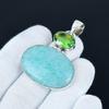 Amazonite & Peridot Gemstone Pendant Handmade 925 Sterling Silver Pendant Designer Jewelry Handmade Pendant Necklace Birthday Gifts