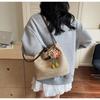 Fashionable Woven Straw Women'S Shoulder Bag Large Capacity Tote Bag Summer Holiday Style Polyester Material Bag