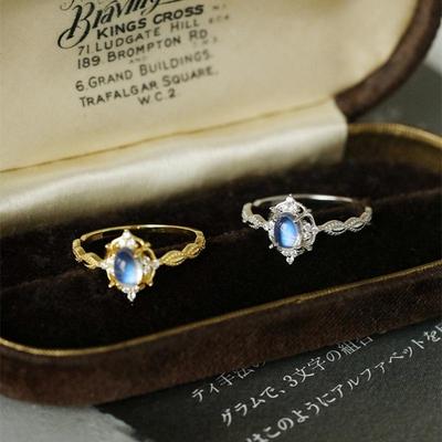 Natural Moonstone Blue Light Women's Ring - Trendy Korean & Japanese Style Gift for Girlfriend, Best Friend, or Lover On Valentine's Day