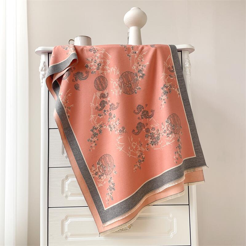 

Guochao Guofeng Women s Imitation Cashmere Scarf: Autumn Winter Thickened Tassel Shawl, Versatile Neck Warmer 190x65cm