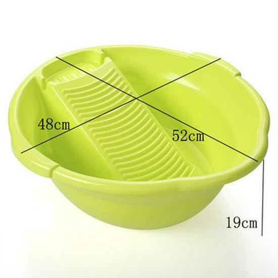 Thickened Plastic Washbasin with Washboard for Laundry and Baby Clothes