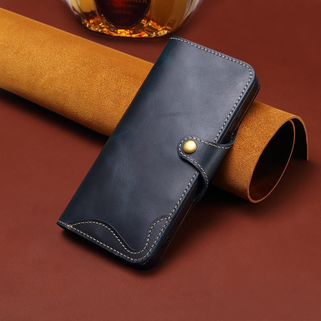 Denior Foreign Trade Explosion S26Ultra Oil Wax Cowhide Mobile Phone Leather Case S24 Leather Case S25 Wallet Protective Case