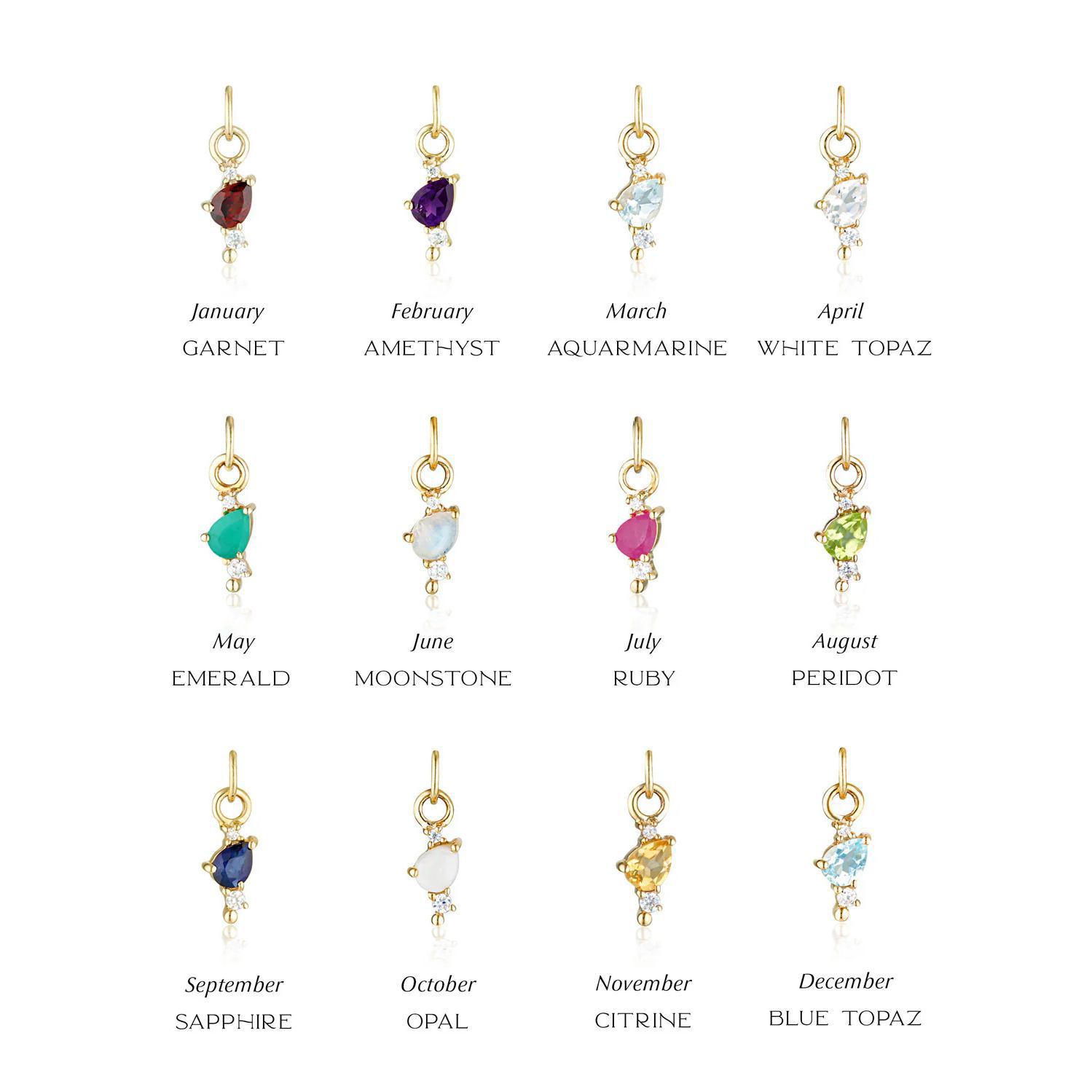Color Dopamine Stainless Steel Necklace Twelve Birthstone Pendant Can Be Diy18K Color Retention