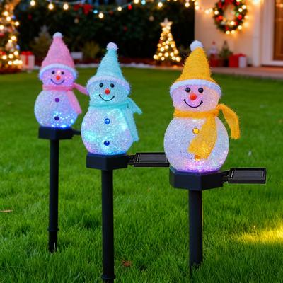 Solar Powered Snowman Stake Light Outdoor Christmas Decoration for Yard Garden & Pathway Auto On/Off Waterproof Festive Atmosphere Lights