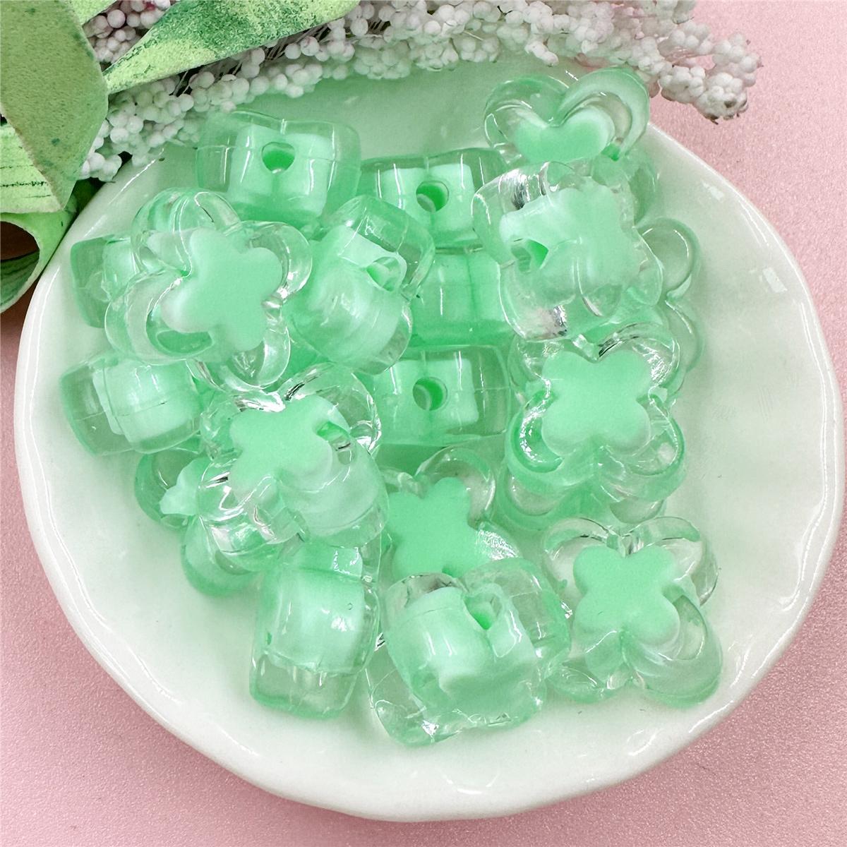 

Материал 14,7 мм бусины DIY мобильный телефон цепочка акрил 20 шт свободные бусины браслет аксессуары маленькие цветочные бусины аксессуары зелёный