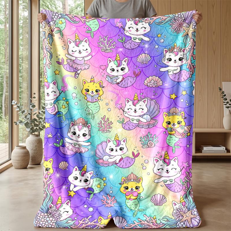 Colorful Magical Unicorn Blanket Personalized Name Flannel Blanket Soft Cozy Plush Throw for Sofa Bed Lightweight Home Decor