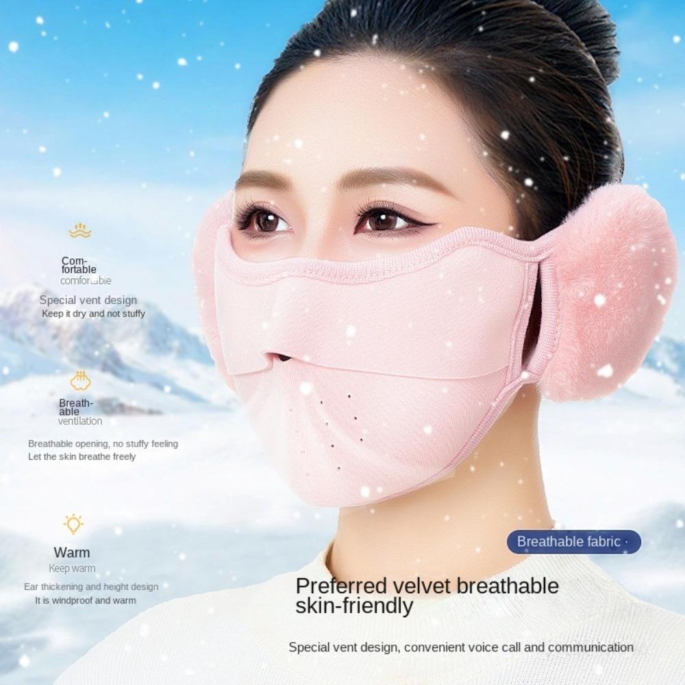 2-in-1 Fleece Winter Mask Breathable Riding Mask Thermal Earmuffs Mask for Autumn and Winter