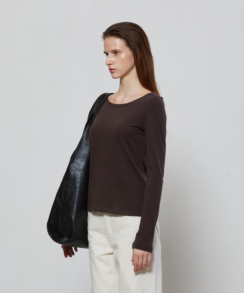 NOTIA Soft Wide Neck T-Shirts - Brown